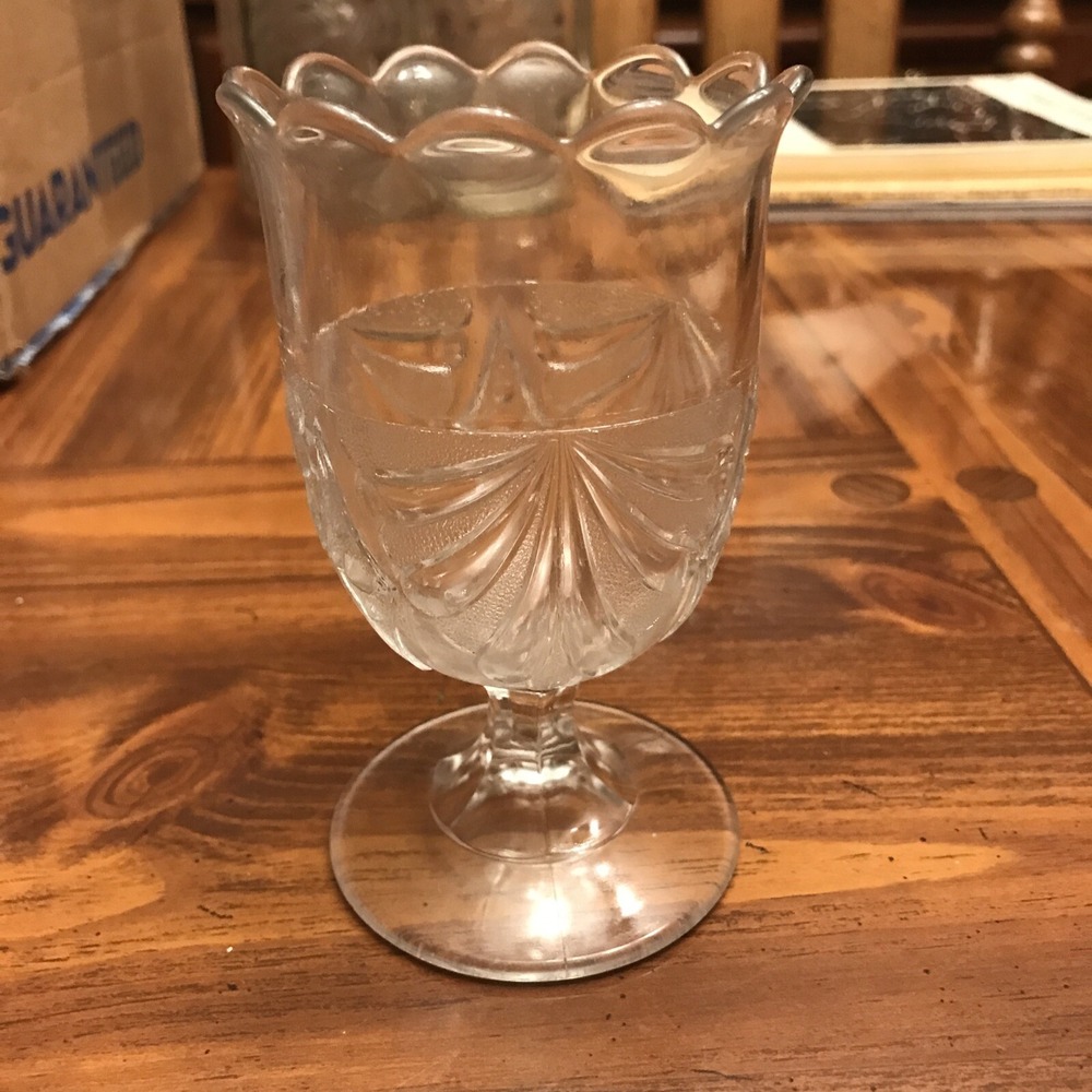 Vintage Clear Glass footed scalloped creamer no handle Drape Design